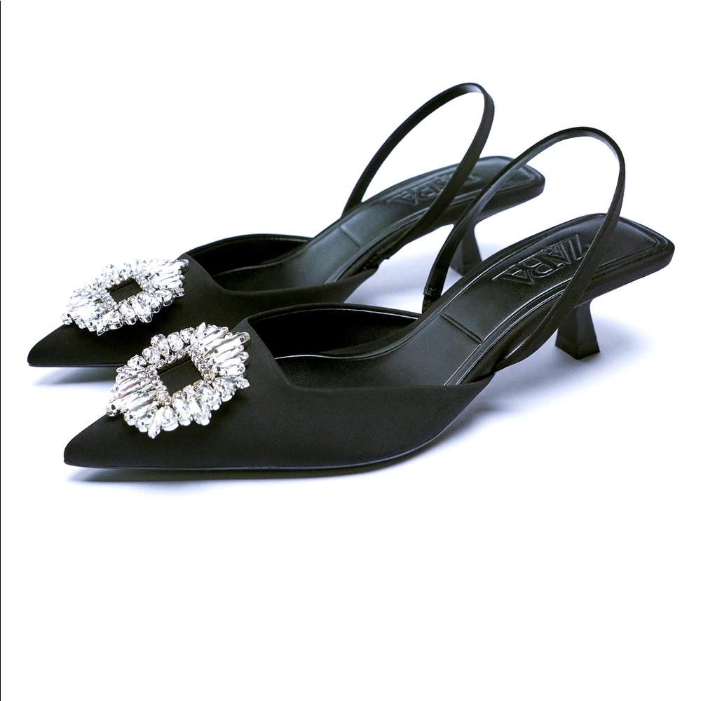 Zara Shimmery Slingback Heels